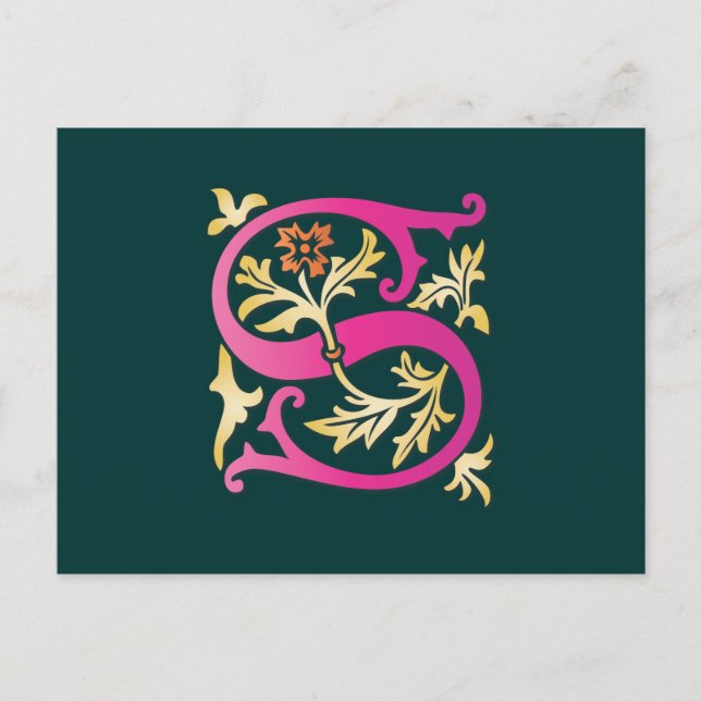 Brev S Monogram Vykort (Framsida)