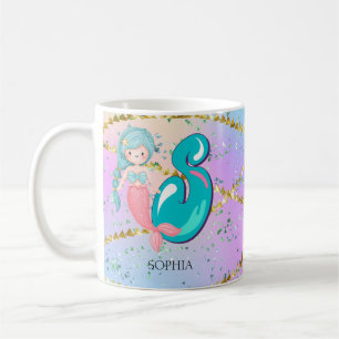 Brev S Monogram Watercolor Cute Sjöjungfru Nursery Kaffemugg