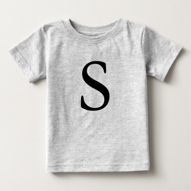 Brev S monogrammerade svarta början t-shirt (Framsida)