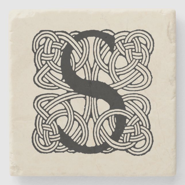Brev S Vintage Celtic Knot Monogram Stenunderlägg (Framsidan)