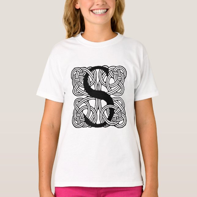 Brev S Vintage Celtic Knot Monogram T Shirt (Framsida)