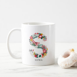BREV S | Whimsique Blommigt Brev Monogram I Mugg
