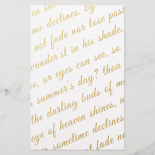 Brev Script Faux Guld Typography Poetry White (Framsida)