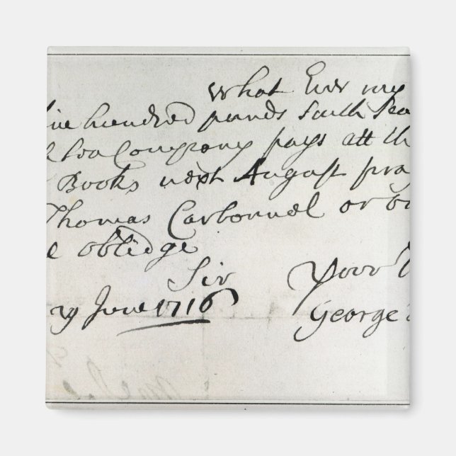 Brev skriven av Handel, juni 1716 Magnet (Framsidan)