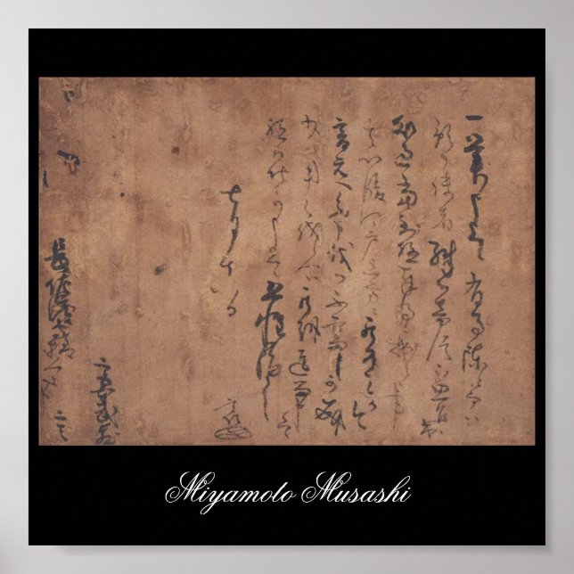 Brev skrivet av Miyamoto Musashi, c. 1 600 Poster (Framsidan)