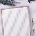 Brev Storlek 8,5 x 11 tum Lila Linjer College före Anteckningsblock<br><div class="desc">Storleka Brev-sidor av standardtyp - 8, 5 x 11 tum med Lila Linjer College föreskrivet på varje sida för enkel skrivning - en bärbar dator Papper med Guld Ram</div>