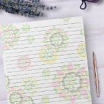 Brev Storlek Blommigt för Rosa med brett linjär Re Anteckningsblock<br><div class="desc">Storleka Brev-sidor av standardtyp - 8, 5-tums x 11-tums med svart Linjer på varje sida för enkel skrivning - en bärbar dator Papper med en minimalistisk Retro-Blommigt med Färg-bakgrund för Rosa Grönt Gult.</div>