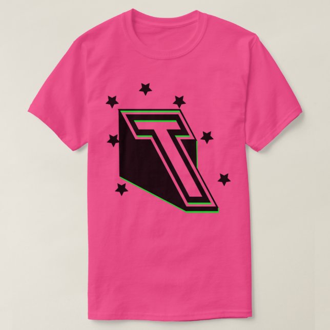 Brev T Capital Brev Namn Lettering i formulär Shirt (Design framsida)