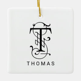 Brev T Elegant Monogram jul Ornament