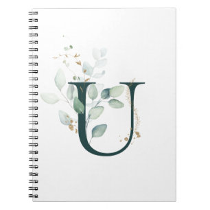 Brev T Eucalyptus och Guld monogrammed bärbar dato Anteckningsbok