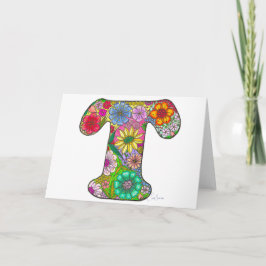 Brev T-hälsningskort för blommigt - tomt invändigt Kort