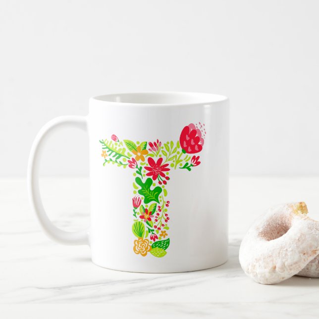 Brev T i Flowers Coffee Mugg (Med munk)