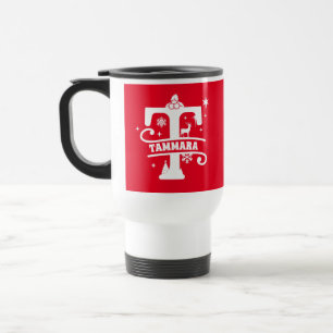 Brev T jul Monogram Initial Namn Red Resemugg