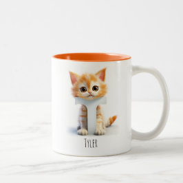 Brev T Katt Alphabet Monogram kaffe Mugg