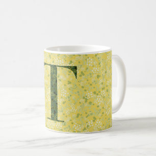 Brev T lätt gult och mörk grönt frihet Kaffemugg