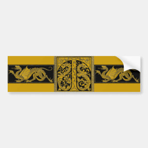 Brev T med Dragons Bumper Sticker. Bildekal