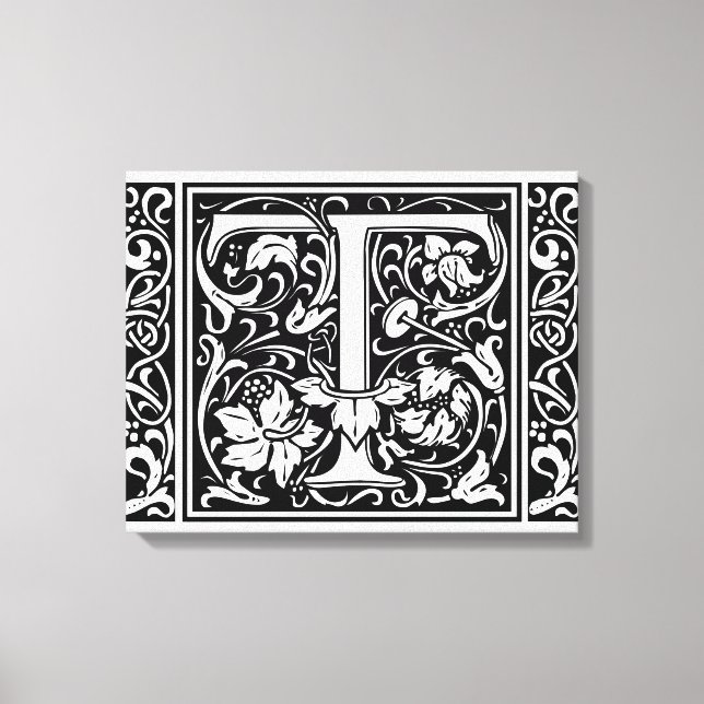 Brev T Medieval Monogram Art nouveau Canvastryck (Framsida)