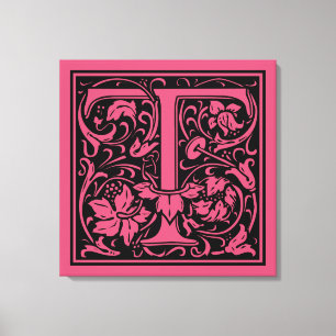 Brev T Medieval Monogram Art nouveau Canvastryck