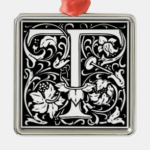 Brev T Medieval Monogram Art nouveau Julgransprydnad Metall