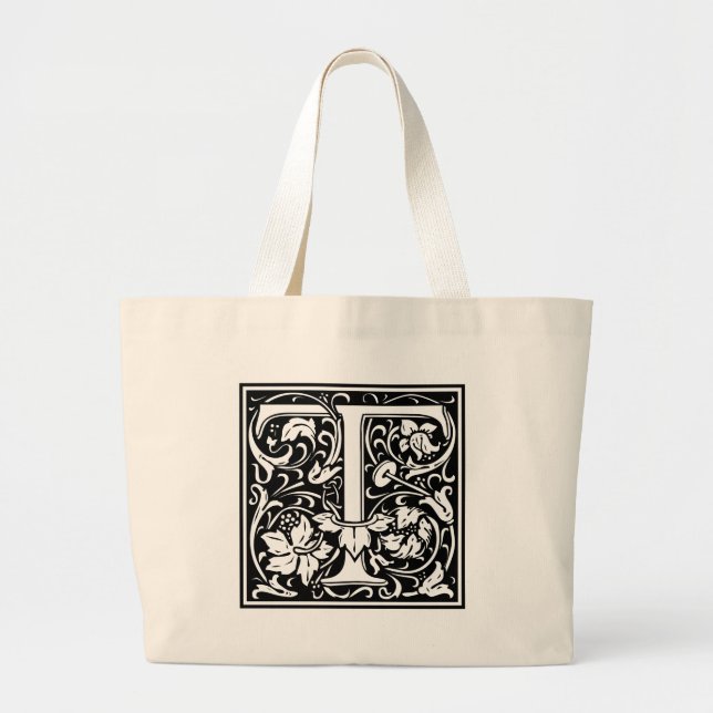 Brev T Medieval Monogram Art nouveau Jumbo Tygkasse (Framsidan)