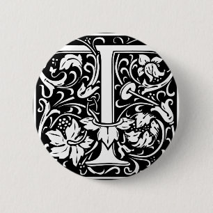 Brev T Medieval Monogram Art nouveau Knapp