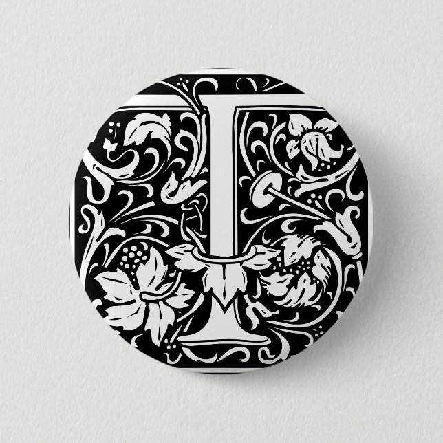 Brev T Medieval Monogram Art nouveau Knapp (Framsida)