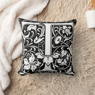 Brev T Medieval Monogram Art nouveau Kudde