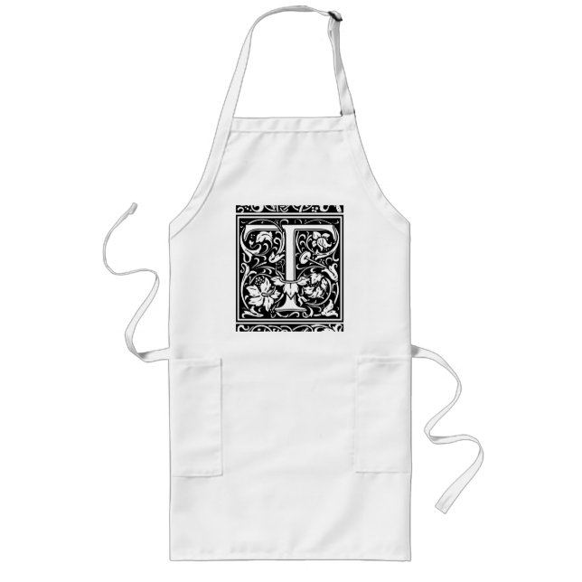 Brev T Medieval Monogram Art nouveau Långt Förkläde (Framsidan)