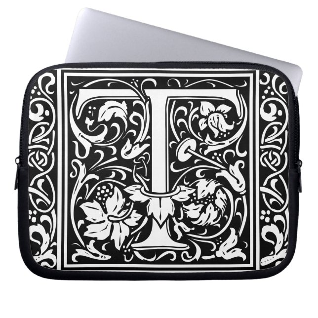 Brev T Medieval Monogram Art nouveau Laptop Fodral (Framsidan)