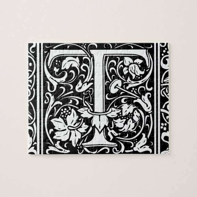 Brev T Medieval Monogram Art nouveau Pussel (Horisontell)