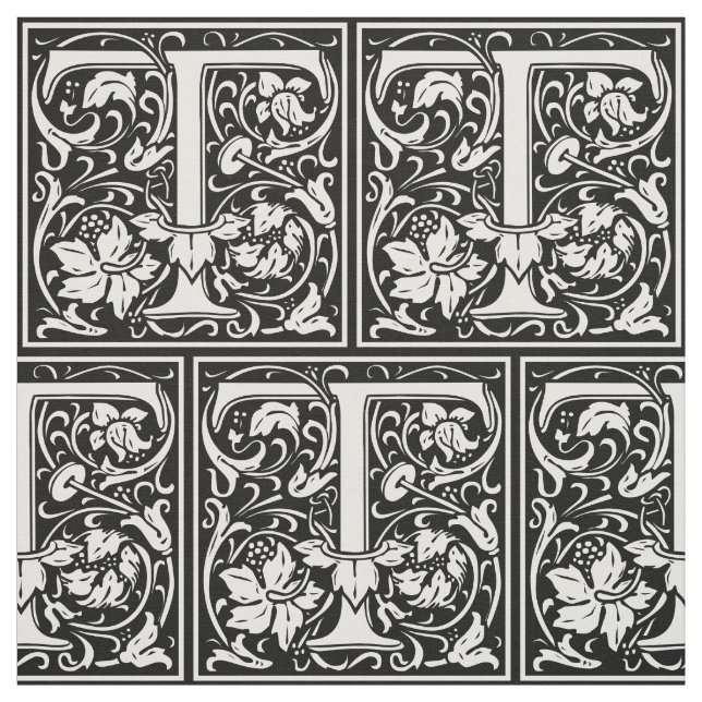 Brev T Medieval Monogram Art nouveau Tyg (Provkarta)