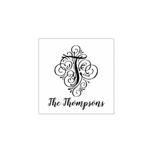 Brev T Ursprunglig Elegant, blommande Monogram Nam Stämpel