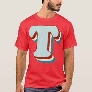 Brev T Vintage Retro Monogram Inledande Namn-typsn T Shirt