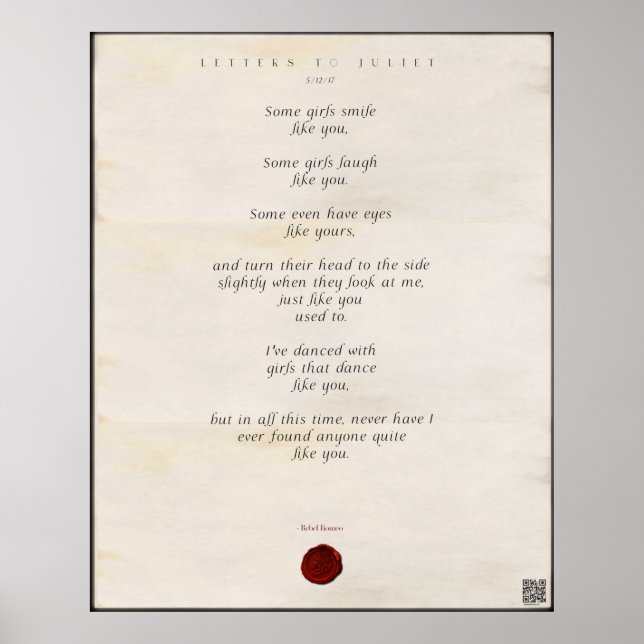 Brev till Juliet Skriv ut 🌹 44/49 Poster (Framsidan)