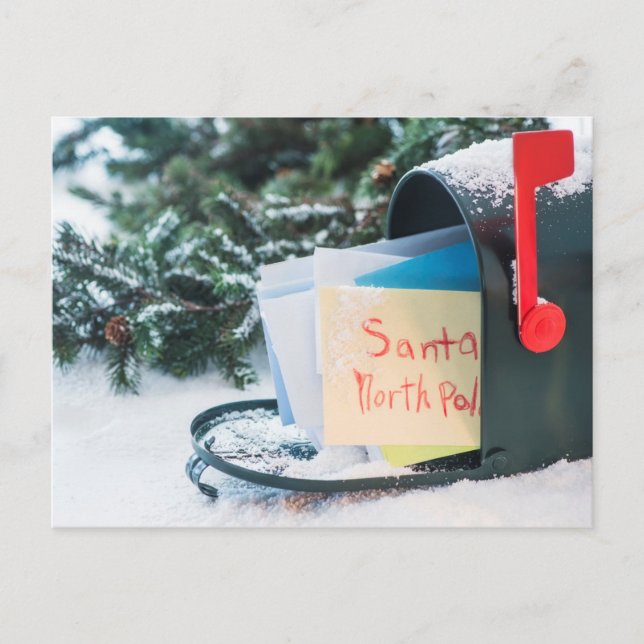 Brev till Jultomten i postlåda Helg Vykort (Framsida)