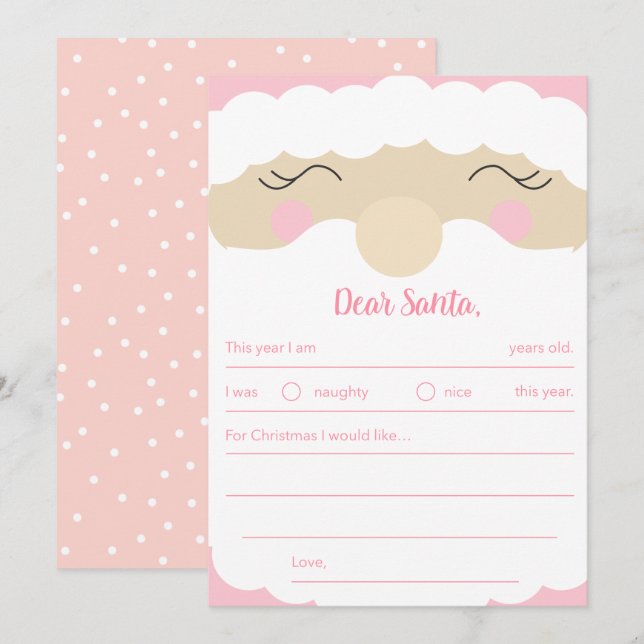 Brev till jultomten Pinkmas Julkort (Fram/baksida)