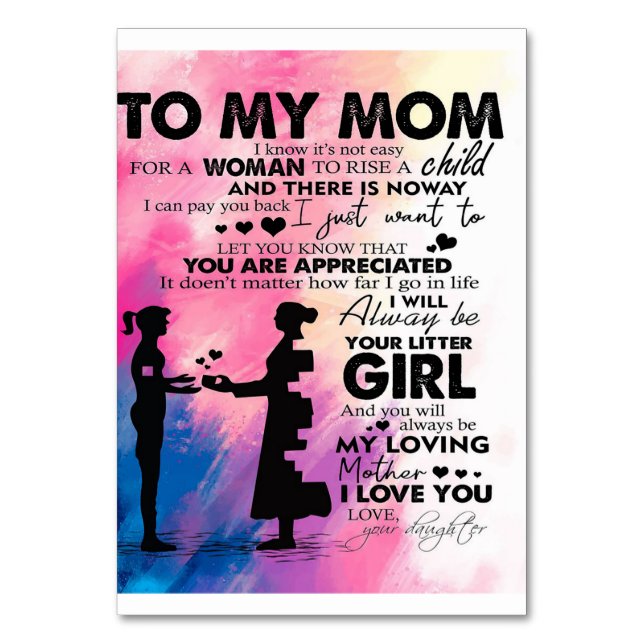 Brev till Mamma | Gåvande gåva till Mamma Bordsnummer (Framsidan)