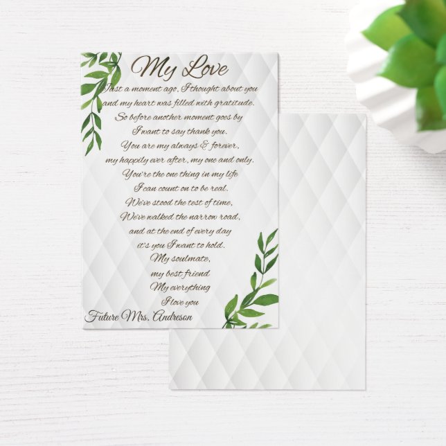 Brev till mitt framtida Make Visitkort (Skivbord)