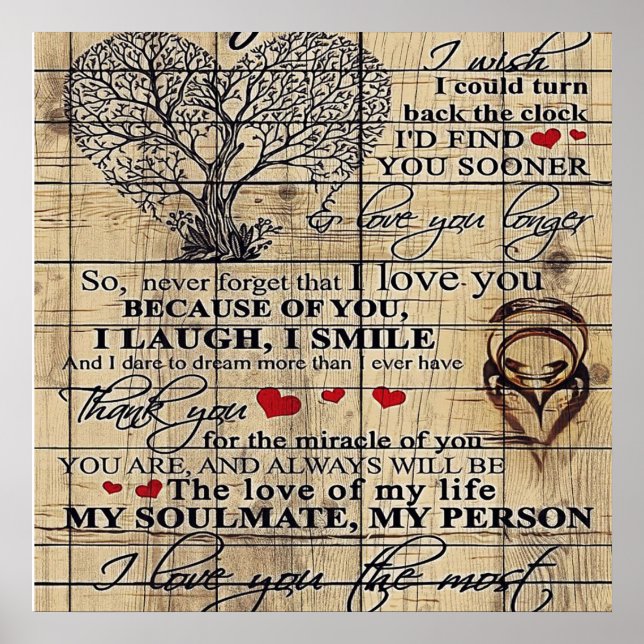 Brev till mitt Make, Cute Family Decor Poster (Framsidan)
