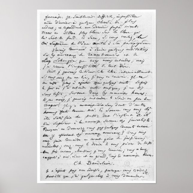 Brev till Richard Wagner den 17 februari 1860 Poster (Framsidan)