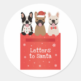 Brev till Santa Fransk Bulldog Runt Klistermärke