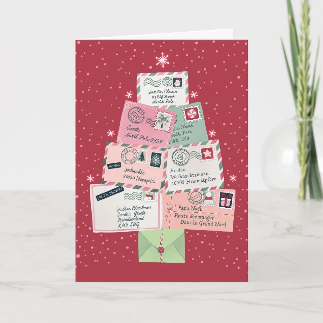 Brev till Santa Julgran Foldad Helgkort (Framsida)