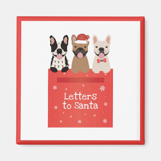 Brev till tomte franska bulldoggar magnet (Framsidan)