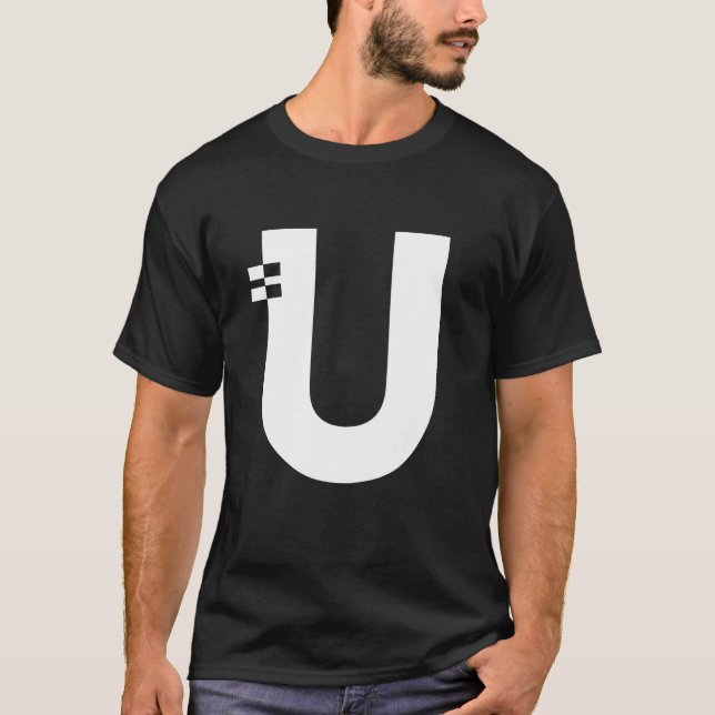 Brev U Alphabet Initial Monogram T Shirt (Framsida)