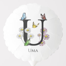 Brev U Blommigt Butterfly Monogram Initial