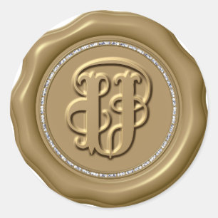 *~* Brev U Diamond Circle GULD Vax sälschetter Runt Klistermärke