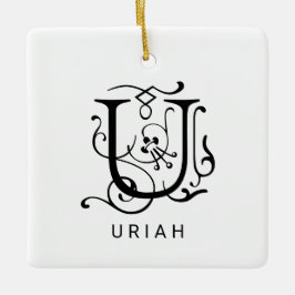 Brev U Elegant Monogram jul Ornament