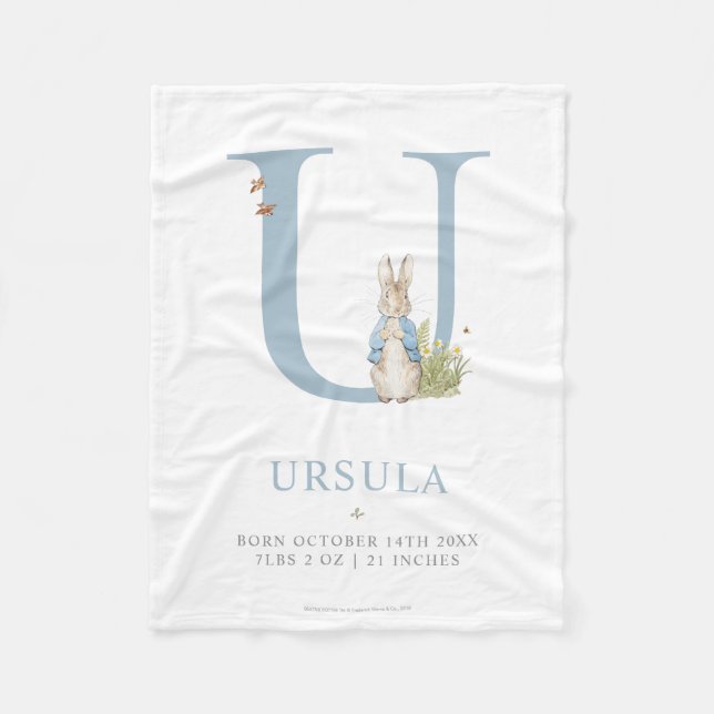 Brev U för personlig för Peter kanin | Fleecefilt (Framsidan)