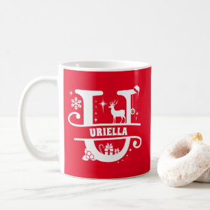 Brev U jul Monogram Initial Namn Red Kaffemugg