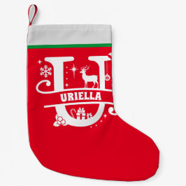 Brev U jul Monogram Initial Namn Red White Liten Julstrumpa